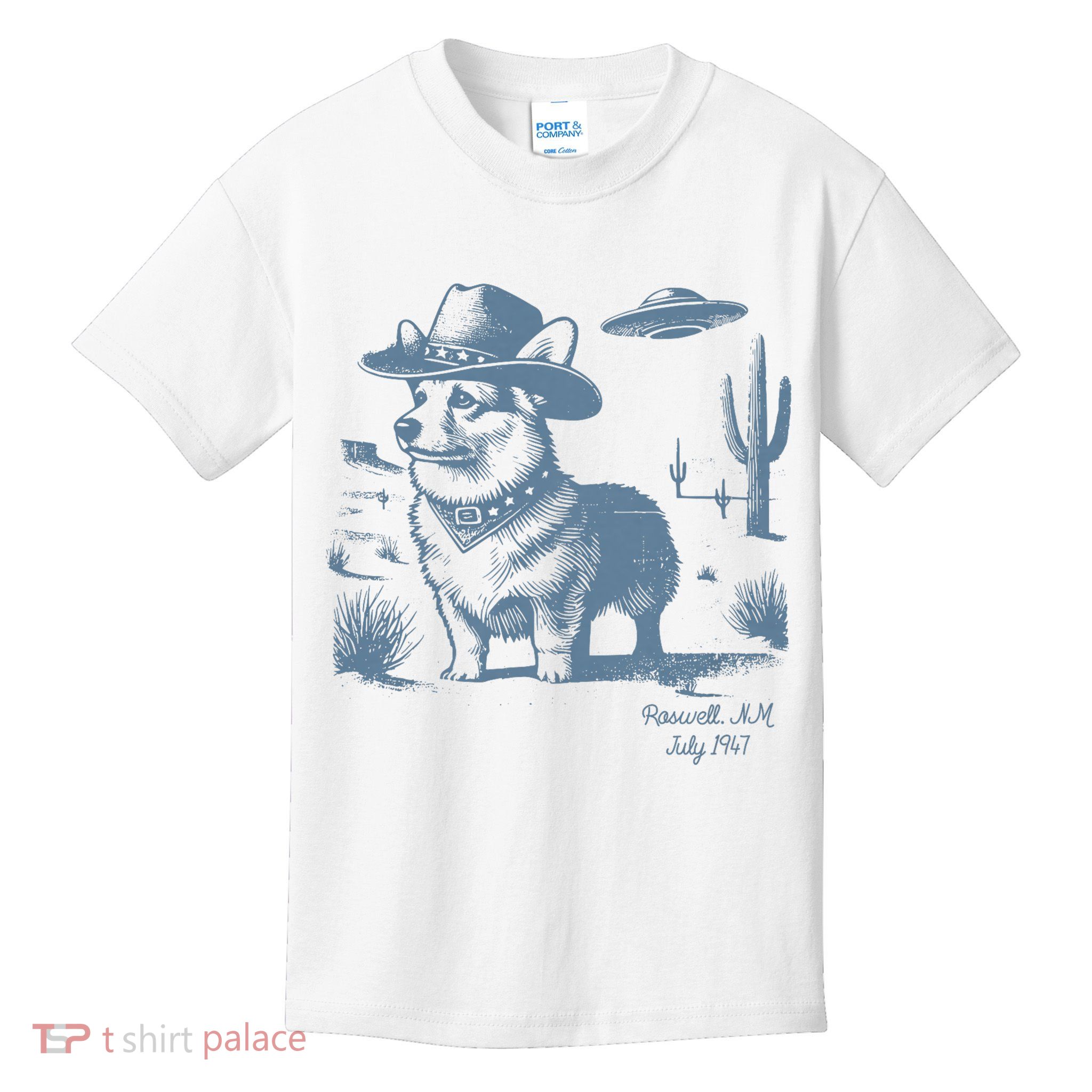 Corgi Cowboy Cowgirl Vintage UFO Western Country Dog Mom Kids T-Shirt