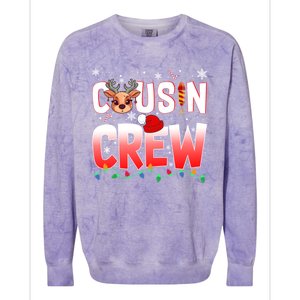 Cousin Crew Christmas Reindeer Santa Hat Xmas Funny Holiday Funny Gift Colorblast Crewneck Sweatshirt