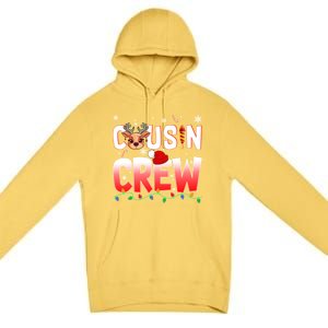 Cousin Crew Christmas Reindeer Santa Hat Xmas Funny Holiday Funny Gift Premium Pullover Hoodie