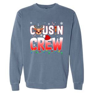 Cousin Crew Christmas Reindeer Santa Hat Xmas Funny Holiday Funny Gift Garment-Dyed Sweatshirt