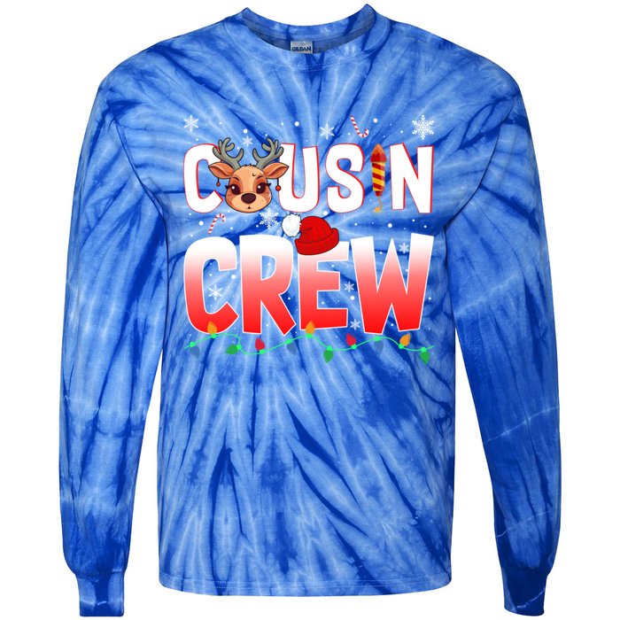 Cousin Crew Christmas Reindeer Santa Hat Xmas Funny Holiday Funny Gift Tie-Dye Long Sleeve Shirt