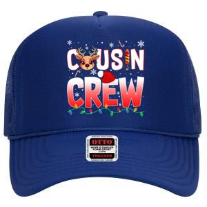 Cousin Crew Christmas Reindeer Santa Hat Xmas Funny Holiday Funny Gift High Crown Mesh Back Trucker Hat