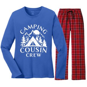 Camping Cousins Crew Family Reunion Road Trip Matching Gift Women's Long Sleeve Flannel Pajama Set 