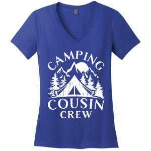 Camping Cousins Crew Family Reunion Road Trip Matching Gift Women's V-Neck T-Shirt