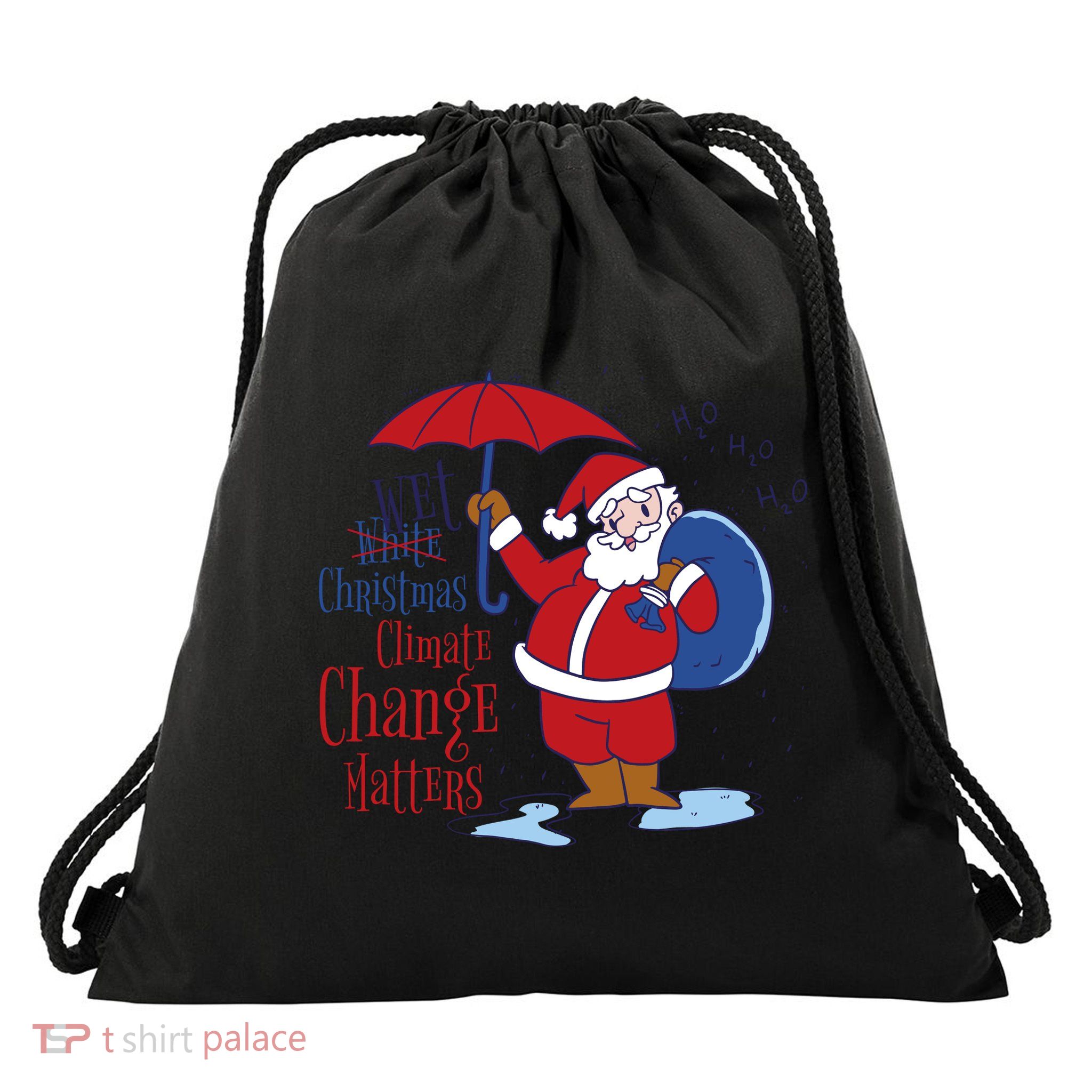 Climate Change Christmas Drawstring Bag