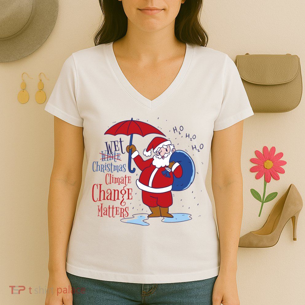 Climate Change Christmas Women's V-Neck T-Shirt