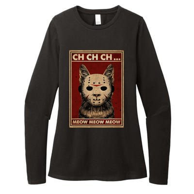 Ch Ch Ch Meow Meow Scary Halloween Cat Horror Slasher Movie Womens CVC Long Sleeve Shirt