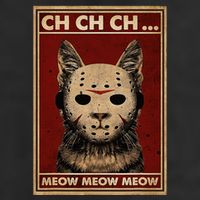Ch Ch Ch Meow Meow Scary Halloween Cat Horror Slasher Movie 25L Jumbo Tote