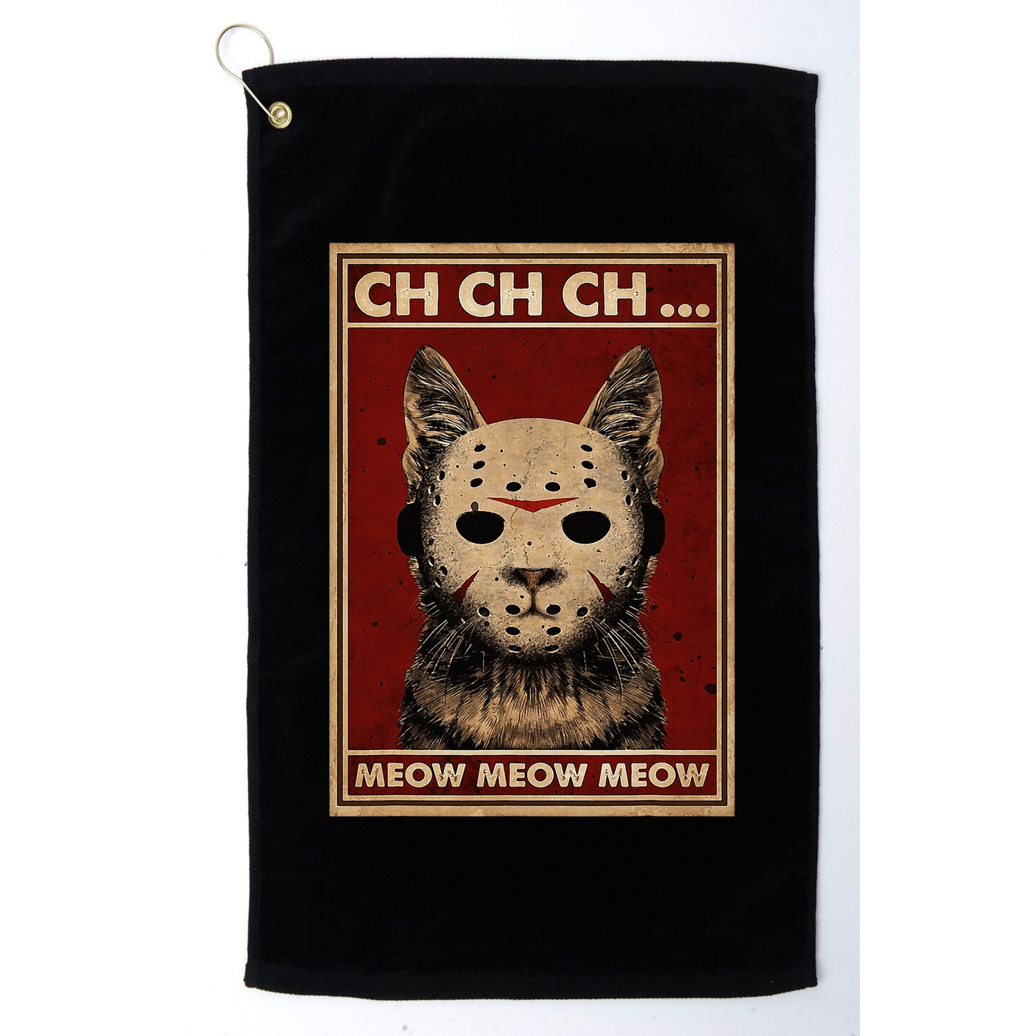 Ch Ch Ch Meow Meow Scary Halloween Cat Horror Slasher Movie Golf Towel