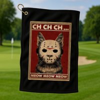 Ch Ch Ch Meow Meow Scary Halloween Cat Horror Slasher Movie Golf Towel