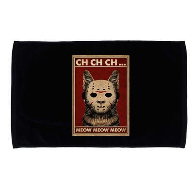Ch Ch Ch Meow Meow Scary Halloween Cat Horror Slasher Movie Microfiber Hand Towel