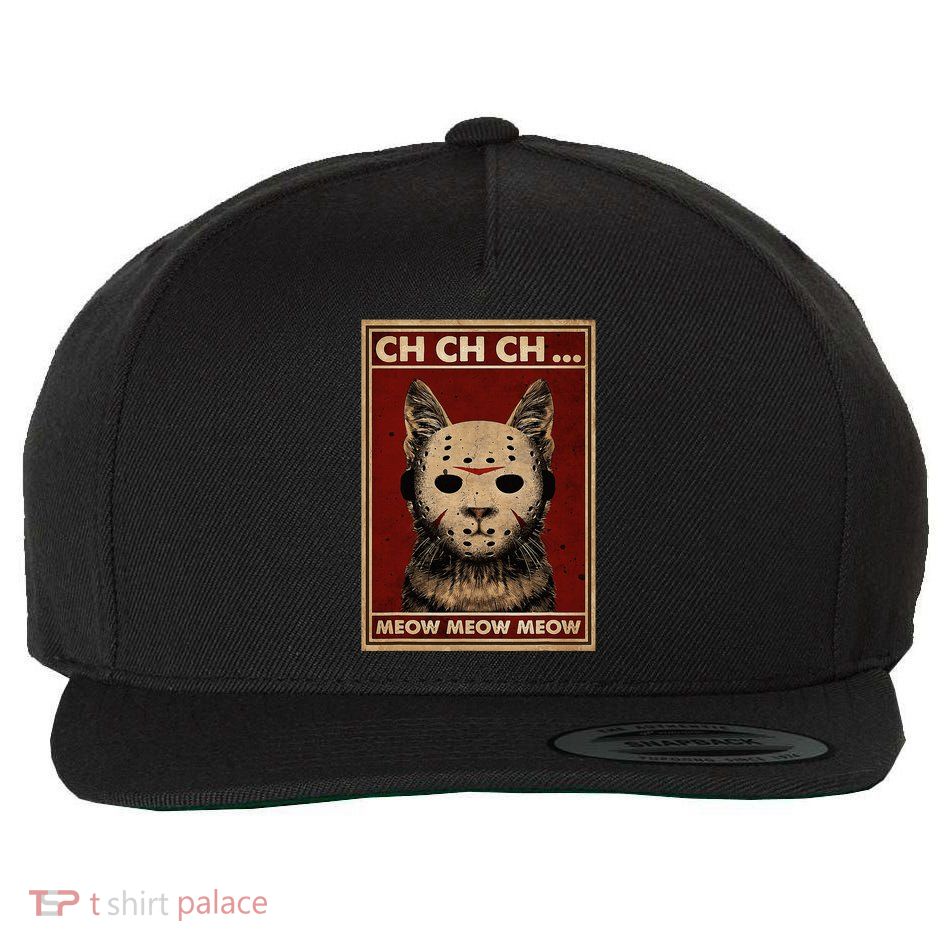 Ch Ch Ch Meow Meow Scary Halloween Cat Horror Slasher Movie Wool Snapback Cap