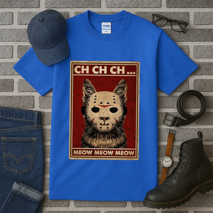 Ch Ch Ch Meow Meow Scary Halloween Cat Horror Slasher Movie Tall T-Shirt
