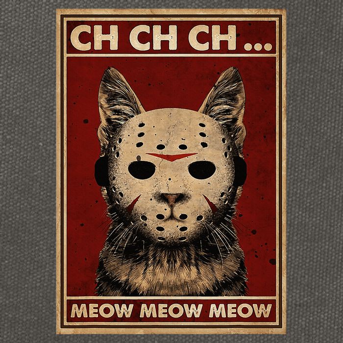 Ch Ch Ch Meow Meow Scary Halloween Cat Horror Slasher Movie Cotton Canvas Backpack