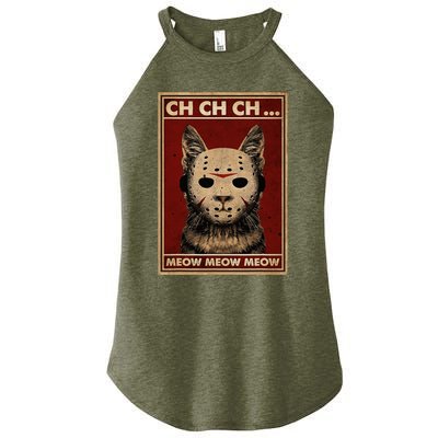 Ch Ch Ch Meow Meow Scary Halloween Cat Horror Slasher Movie Women’s Perfect Tri Rocker Tank