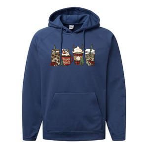 Cabin Christmas Coffee Mama Moose Holiday S Funny Gift Performance Fleece Hoodie