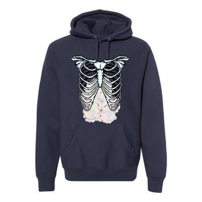 Cotton Cute Candy Rib Cage Easy Lazy Last Minute Party Premium Hoodie