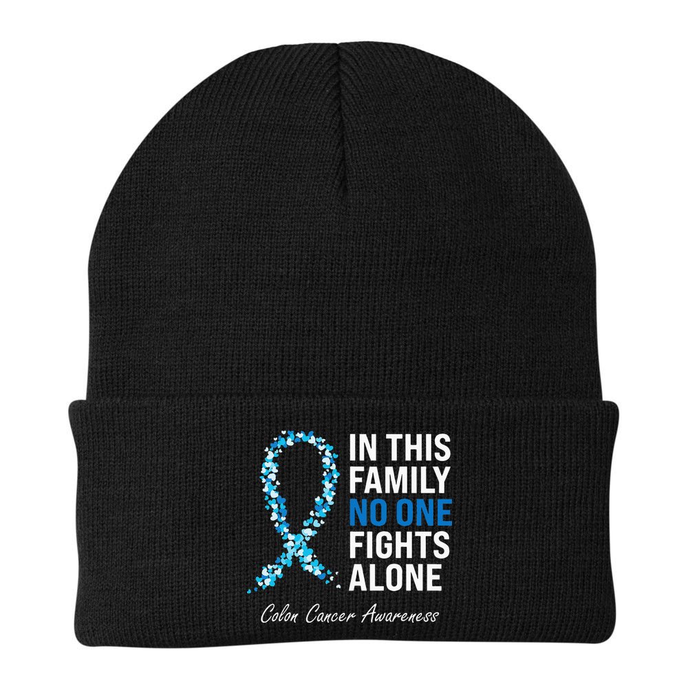 Colorectal Cancer Colon Cancer Blue Ribbon Beanie