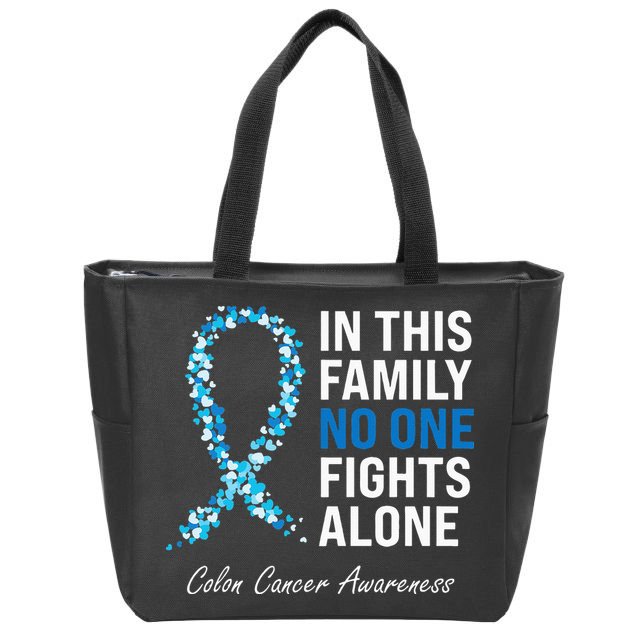 Colorectal Cancer Colon Cancer Blue Ribbon Zip Tote Bag