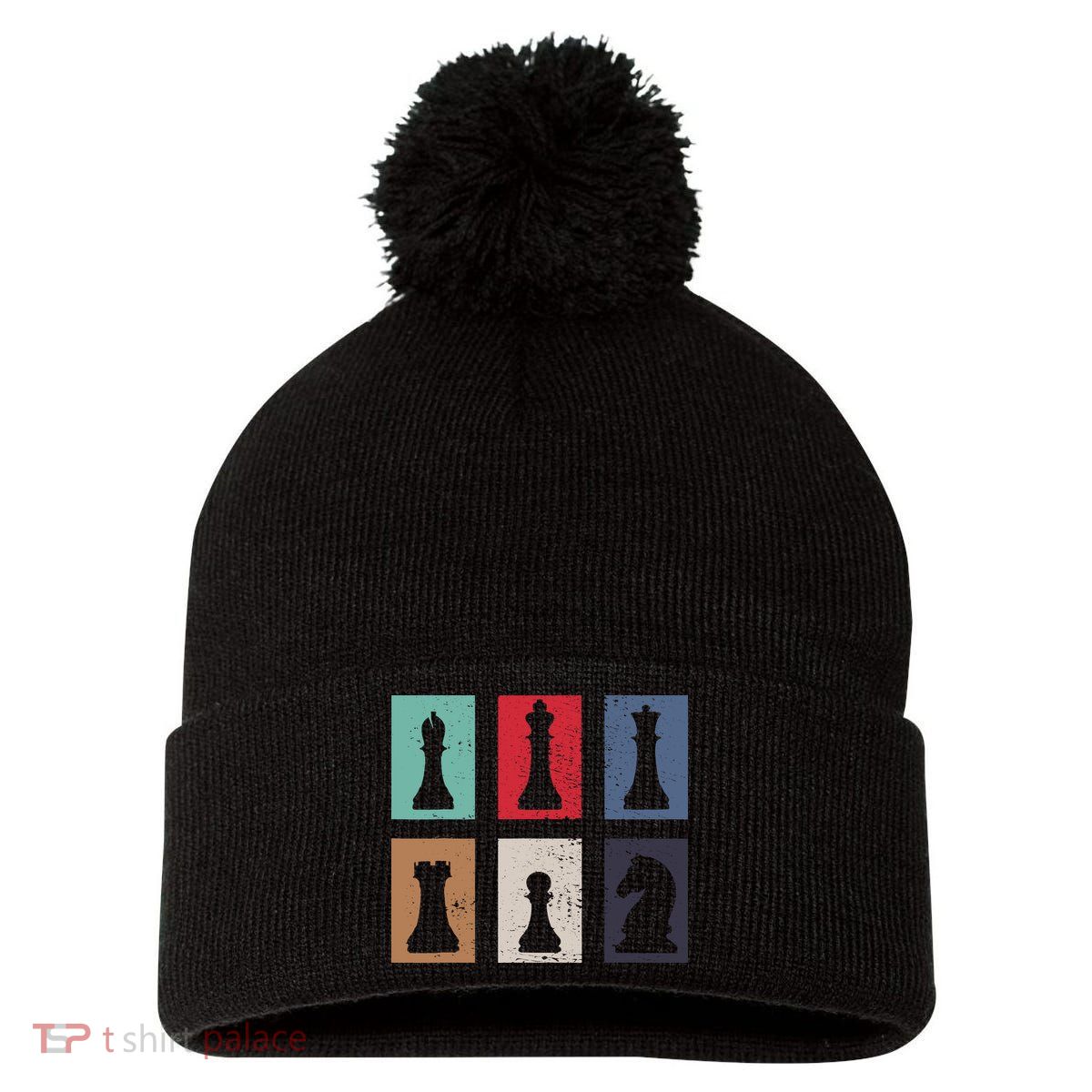 Chess Chess Pom Pom 12in Knit Beanie