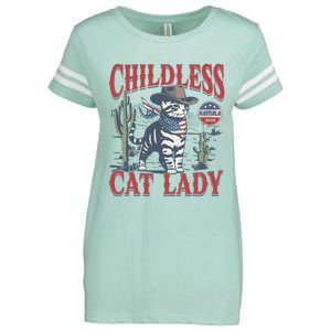 Cowboy Cat Childless Cat Lady For Kamala Election Voting Enza Ladies Jersey Football T-Shirt