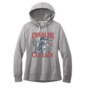 Cowboy Cat Childless Cat Lady For Kamala Election Voting Women's Fleece Hoodie