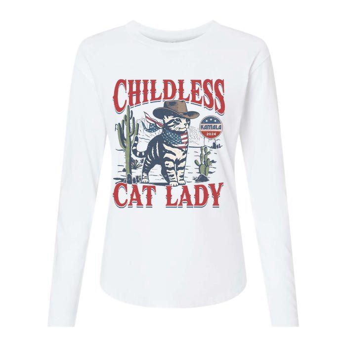 Cowboy Cat Childless Cat Lady For Kamala Election Voting Womens Cotton Relaxed Long Sleeve T-Shirt