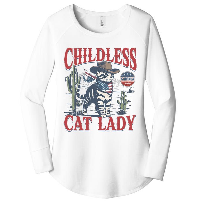 Cowboy Cat Childless Cat Lady For Kamala Election Voting Women's Perfect Tri Tunic Long Sleeve Shirt