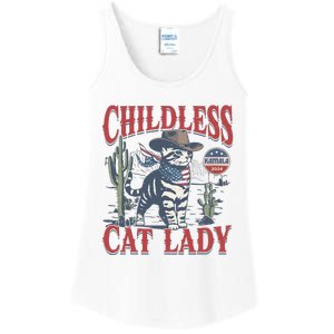 Cowboy Cat Childless Cat Lady For Kamala Election Voting Ladies Essential Tank