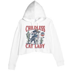 Cowboy Cat Childless Cat Lady For Kamala Election Voting Crop Fleece Hoodie