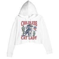 Cowboy Cat Childless Cat Lady For Kamala Election Voting Crop Fleece Hoodie