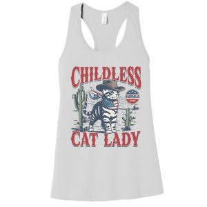 Cowboy Cat Childless Cat Lady For Kamala Election Voting Women's Racerback Tank