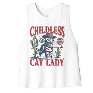 Cowboy Cat Childless Cat Lady For Kamala Election Voting Women's Racerback Cropped Tank