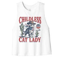 Cowboy Cat Childless Cat Lady For Kamala Election Voting Women's Racerback Cropped Tank