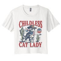 Cowboy Cat Childless Cat Lady For Kamala Election Voting Women's Crop Top Tee