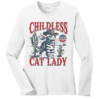 Cowboy Cat Childless Cat Lady For Kamala Election Voting Ladies Long Sleeve Shirt