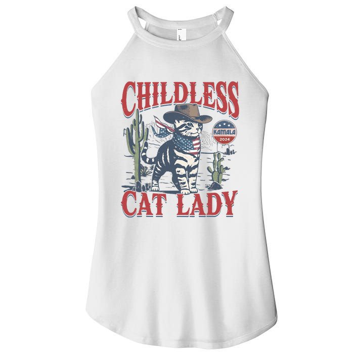 Cowboy Cat Childless Cat Lady For Kamala Election Voting Women's Perfect Tri Rocker Tank