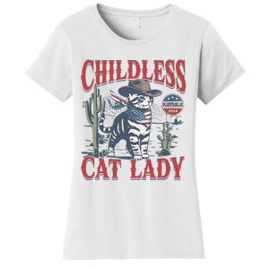 Cowboy Cat Childless Cat Lady For Kamala Election Voting Women's T-Shirt