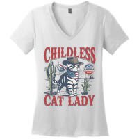 Cowboy Cat Childless Cat Lady For Kamala Election Voting Women's V-Neck T-Shirt