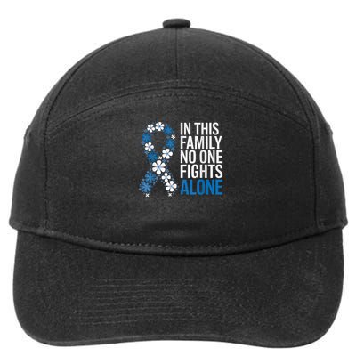 Colorectal Cancer Colon Cancer Blue Ribbon Family Support 7-Panel Snapback Hat