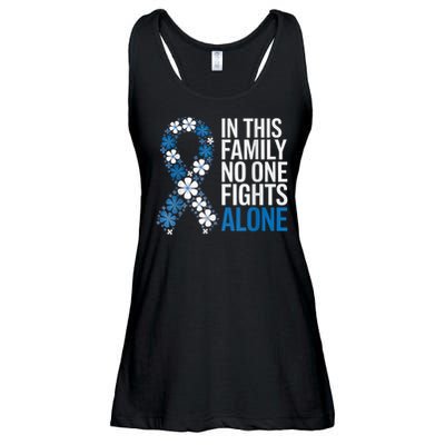 Colorectal Cancer Colon Cancer Blue Ribbon Family Support Ladies Essential Flowy Tank