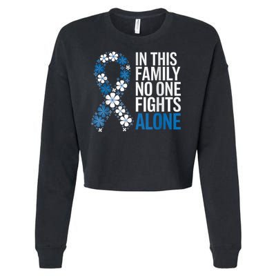 Colorectal Cancer Colon Cancer Blue Ribbon Family Support Cropped Pullover Crew