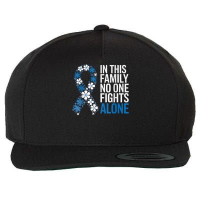 Colorectal Cancer Colon Cancer Blue Ribbon Family Support Wool Snapback Cap