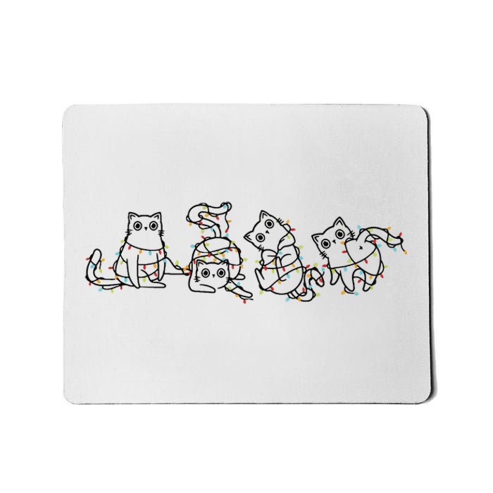 Cute Christmas Cats Christmas Lights Mousepad