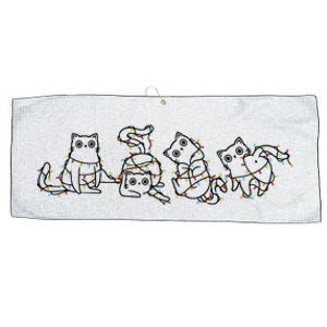 Cute Christmas Cats Christmas Lights Large Microfiber Waffle Golf Towel