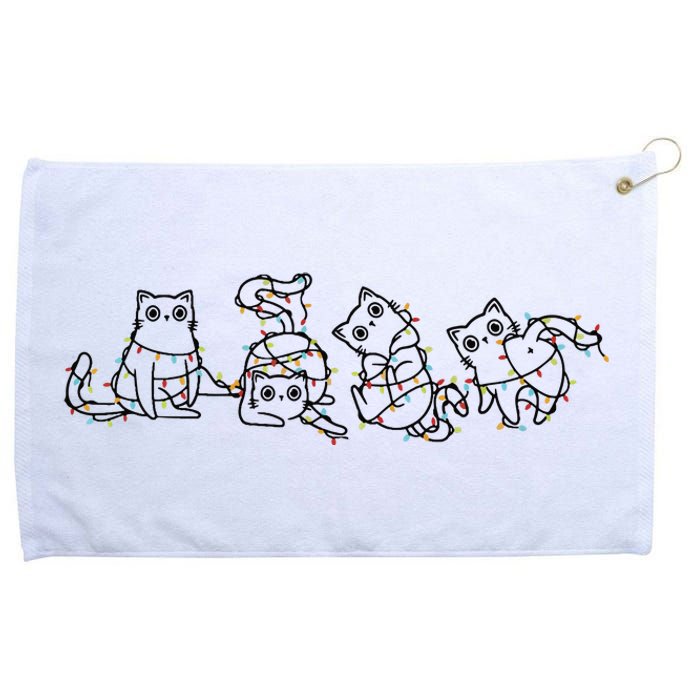 Cute Christmas Cats Christmas Lights Grommeted Golf Towel