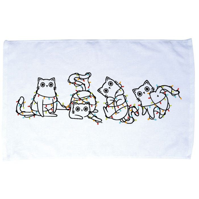 Cute Christmas Cats Christmas Lights Microfiber Hand Towel