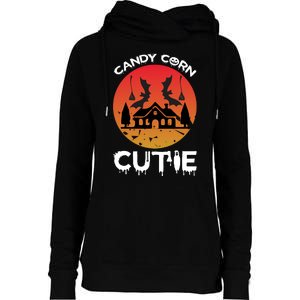 Candy Corn Cutie Womens Funnel Neck Pullover Hood