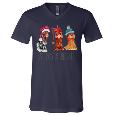 Cute Chickens Christmas Christmas Farm Animal Funny Holiday V-Neck T-Shirt