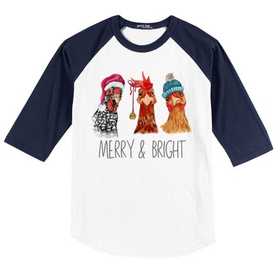 Cute Chickens Christmas Christmas Farm Animal Funny Holiday Baseball Sleeve Shirt